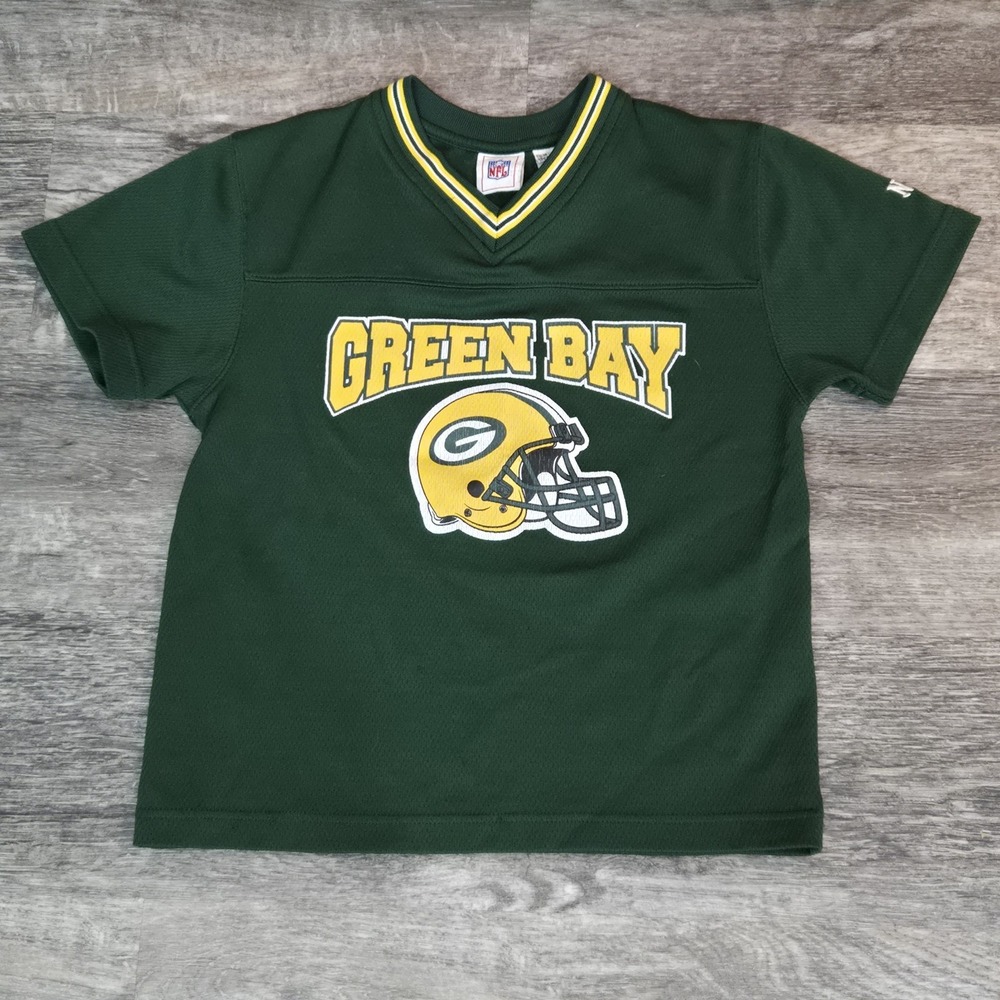 Vintage Green Bay Packers Youth Jersey Sz Med 8/10 NFL Team Stretchy‎ Mesh Shirt